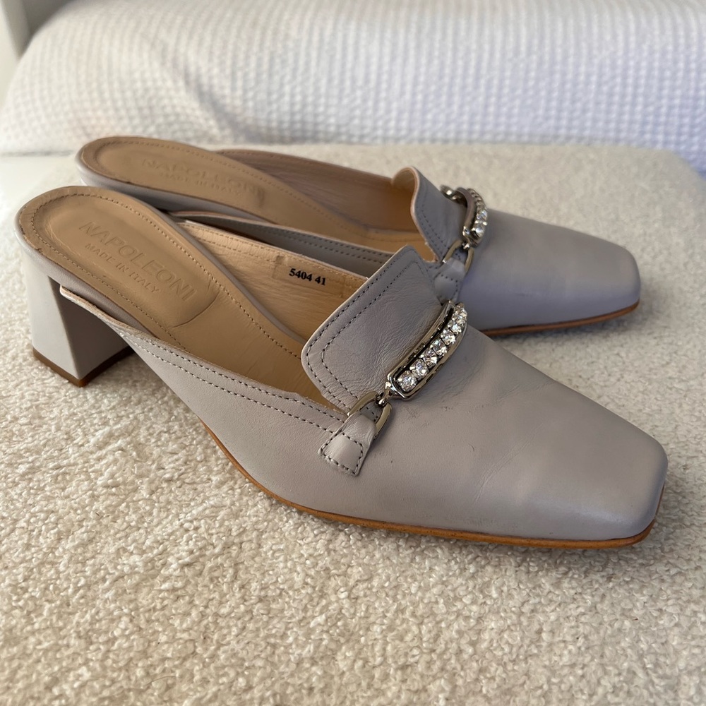 Napoleoni Made In Italy Leather Square Toe Block Heels Slip on | Size 9 (41)